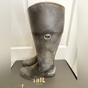 Frye Jaden D Ring Distressed/Antique Finish Riding Boots, Black, Size 8 (NWT)